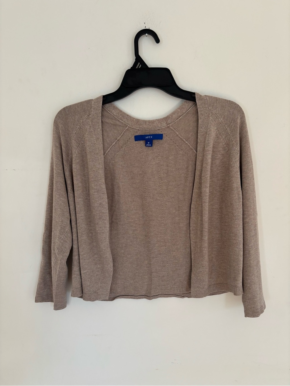 Apt. 9 Women’s Open Front Cardigan Tan Size Medium Soft Knit